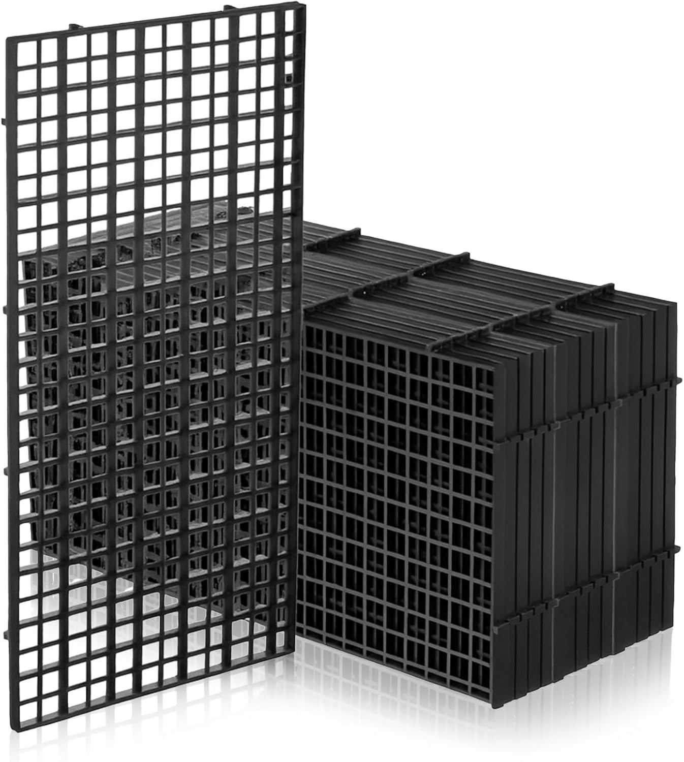 16 Pieces 5.9x11.8in (15X30cm) Aquarium Grid Plastic, Aquarium Fish Tank Divider Egg Crate Aquarium Black Filter Bottom Tray for DIY and Protection Aquascaping