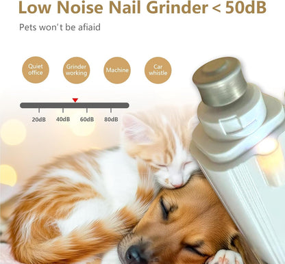 Dog Nail Clippers with LED Lights Low Noise Dog Nail Grinder with 3 Grinding Port for Large Medium Small Cats Dogs Pet Nail Trimmer Cutters Rechargeable Cat Nail Clippers