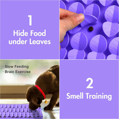 Silicone Snuffle Mat for Dogs, Dog Extra Large Lick Mat Slow Feeder with Suction Cups, Interactive Dog Puzzle Feeder Sniff Mat Foraging Mat for Smell Training Slow Eating, XXL Purple