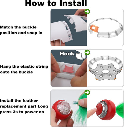 Cat Toys Maze Game Automatic Hide N Seek Cat Toy for Indoor Cats, Motion Activated Cat Ball with 3 Modes, Extra Feather & Bell Ball