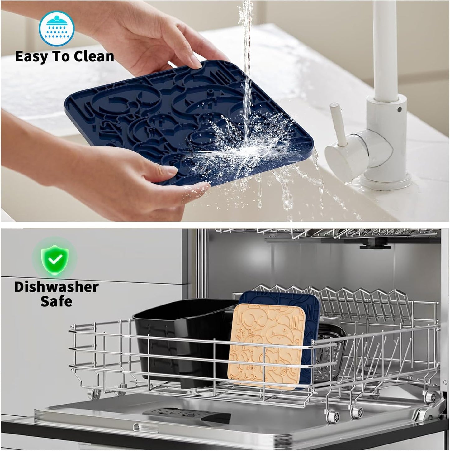 Lick Mat for Dogs & Cats,Dog Lick Mat with Suction Cups for Anxiety Relief, Slow Feeder Dog Licking mat, Puppy Lick mat for Bath Time, Grooming & Training 2 Pack