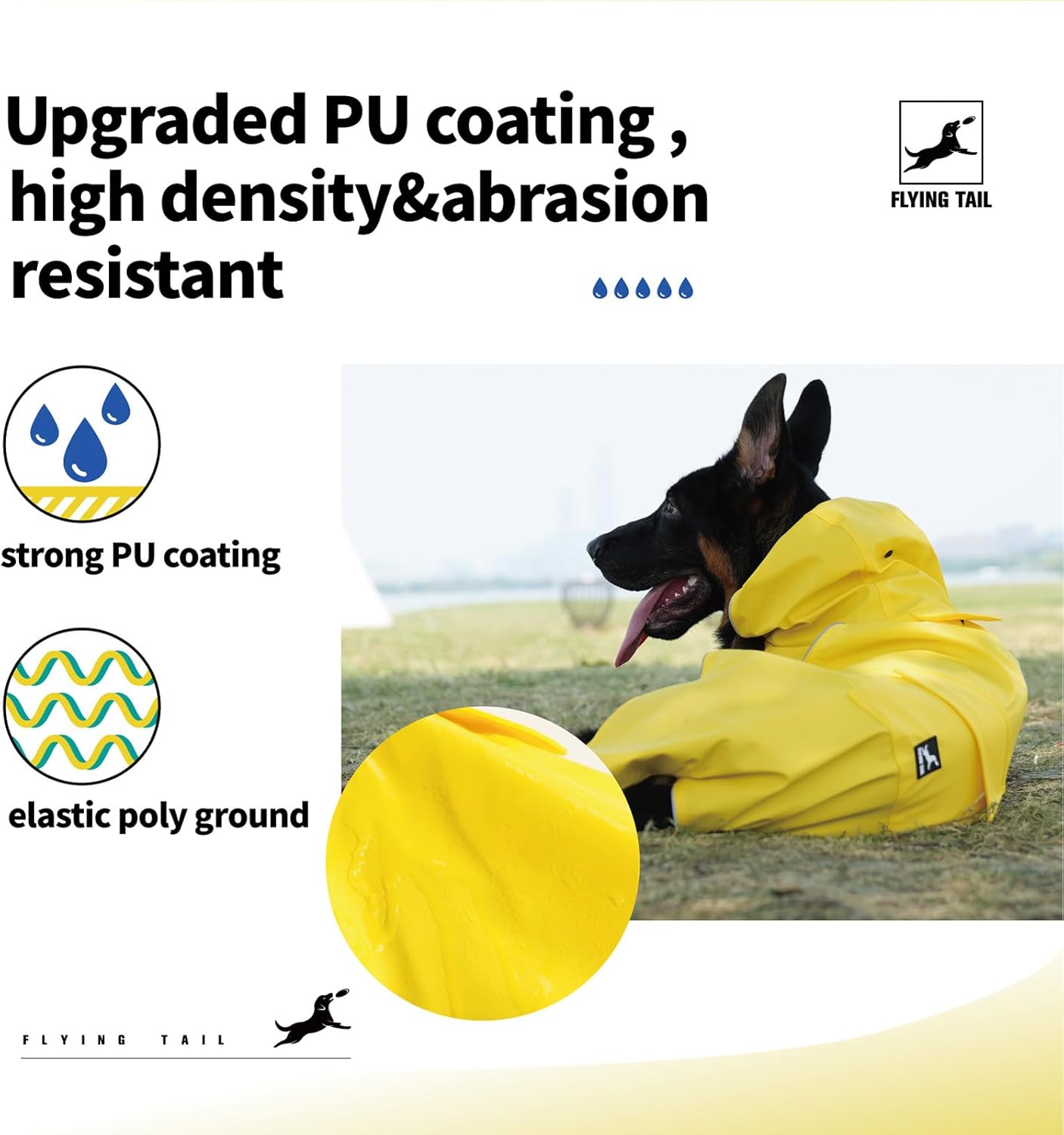 Dog Raincoat Waterproof Reflective Jacket – Lightweight Hooded Poncho with Adjustable Belly Strap & Leash Hole – Rain Slicker Coat for 2XSmall-5XLarge Dogs – Easy to Wear (Yellow X-Large)