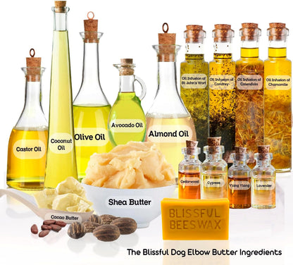 The Blissful Dog Elbow Butter for Dry, Cracked Calluses, Lick-Safe Dog Balm, Soothing Elbow Balm with Moisturizing Shea Butter, Almond, Olive, and Essential Oils, Pet Supplies, 1 oz. Tin