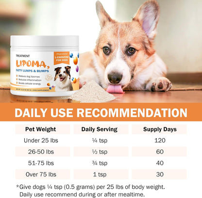 Dog Lipoma Treatment, L-Carnitine Supplement for Dogs, Helps Shrink Fatty Lumps and Bumps Naturally, Boosts Buddy Energy and Vitality, Guard Dogs Overall Wellness to Reduce Lipomas