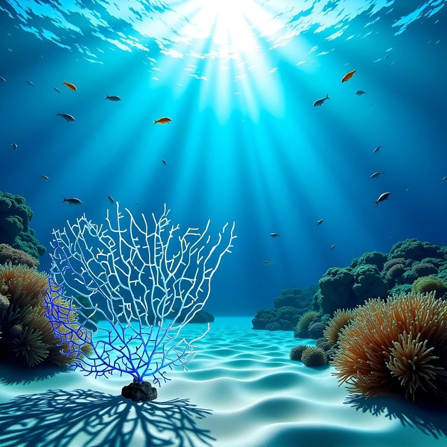 Blue Artificial Coral Branch Aquarium Decoration, Faux Ornament Fish Tanks Landscape Sea Fan Decorations Artificial Coral Branch Aquarium Décor