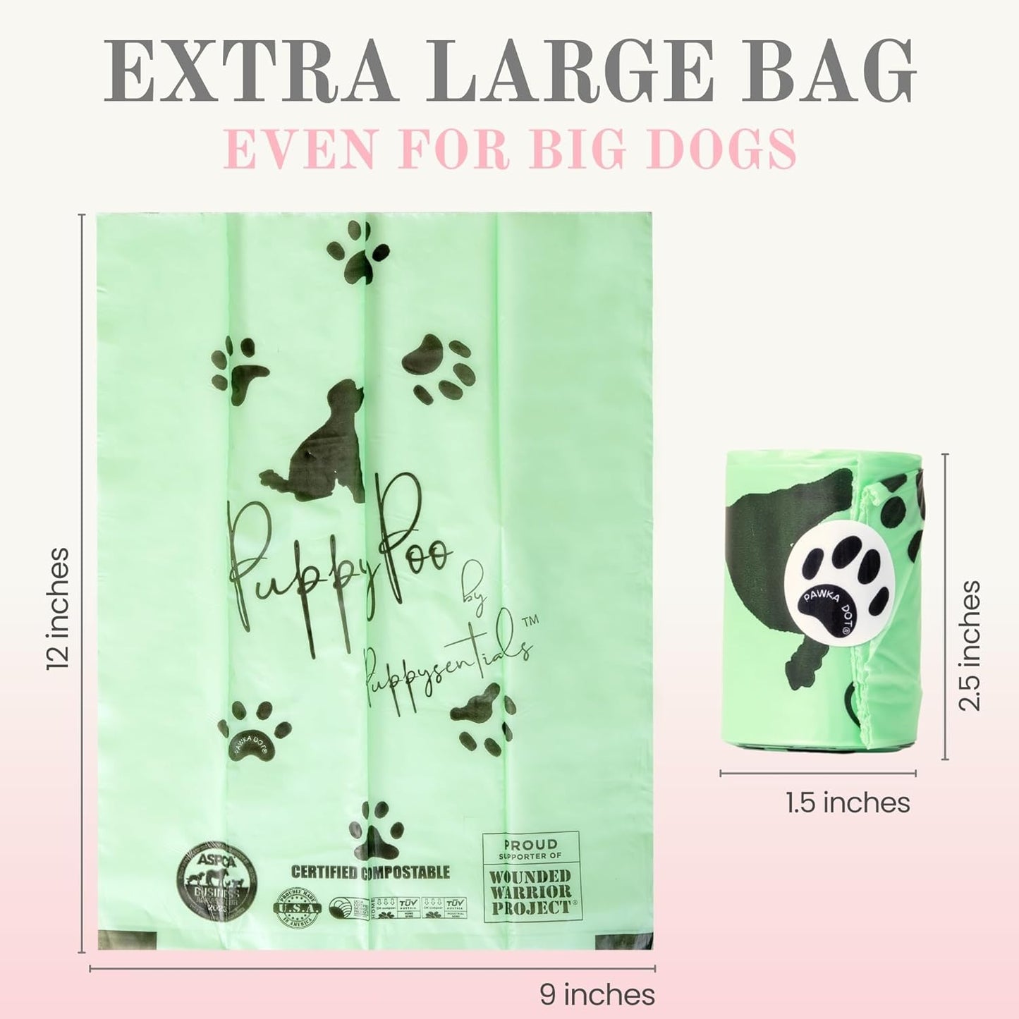 Premium Cotton Rope Leash & Compostable Poop Bags Set – 5 ft Cream Durable, Stylish Leash for Medium/Large Dogs + 120 Extra-Thick, Leak-Proof, Eco-Friendly Waste Bags