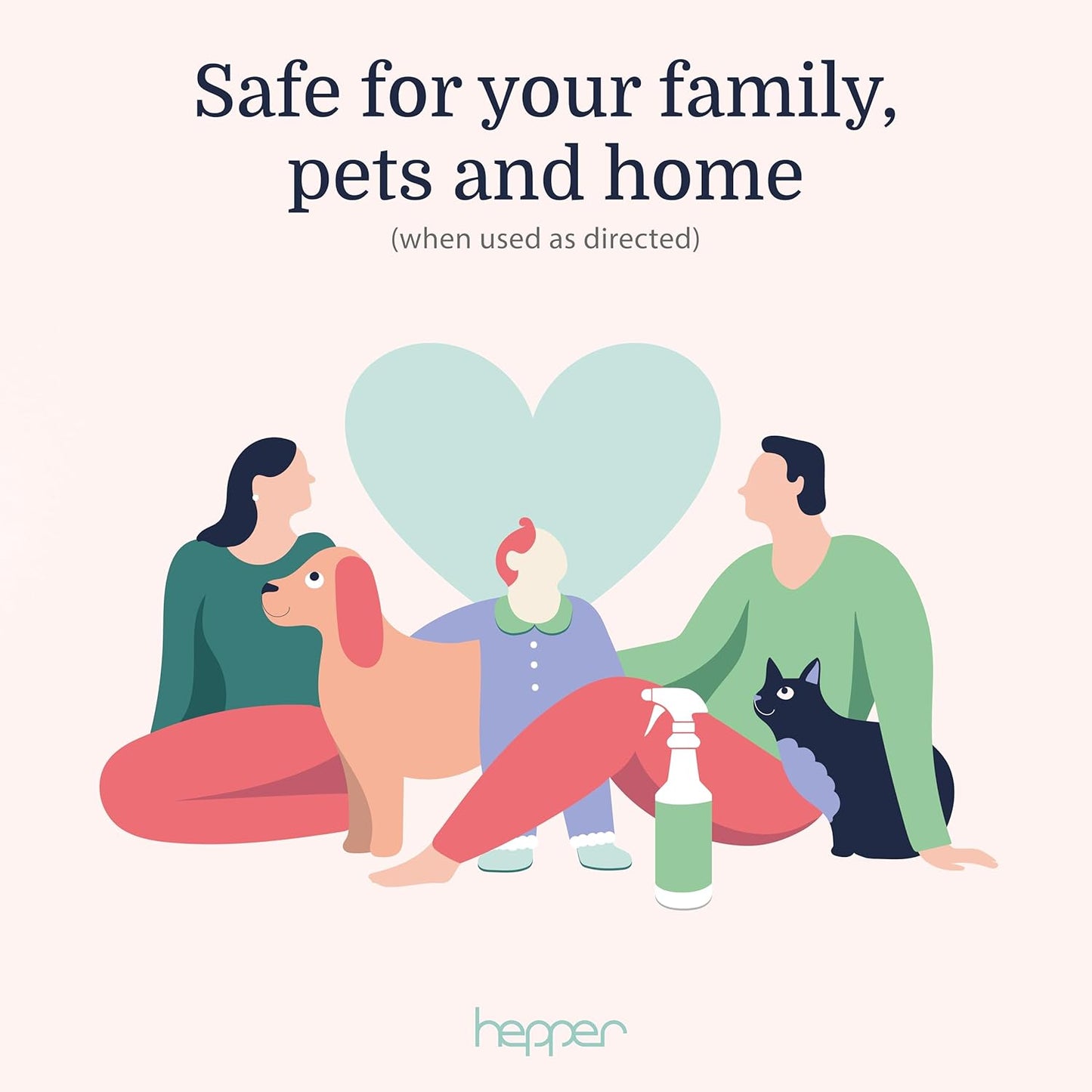 Hepper Advanced Bio-Enzyme Pet Stain & Odor Eliminator Spray - Smell, Stain & Urine Remover for Cats, Dogs & Other Animals - 32oz Spray Safe for the Home - Neutral