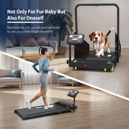CIIHI Dog Treadmill for Medium Small Dogs - 265lbs Weight Capacity Pet Running Machine with 360° Rotatable Display - 2 in 1 Treadmill for Pet Fitness with Move Wheels and Remote Control