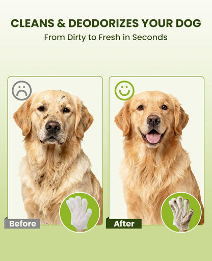 36PCS Pet Glove Wipes for Dogs & Cats, Extra Thick Double-Sided Dog Bath Wipes for Sensitive Skin, Lick-Safe Pet Cleaning Gloves & Cat Cleaning Gloves with Coconut Oil for Coat, Paws & Bottom