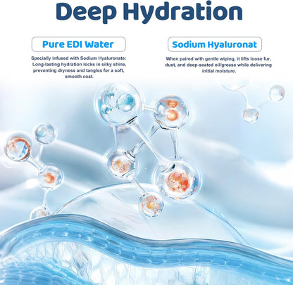 Concentrated Waterless Shampoo with Grooming Glove, No-Rinse & Lick-Safe Essence for Steam Brushes, Gentle Care for Cats/Kittens/Seniors, Manage Shedding & Freshness