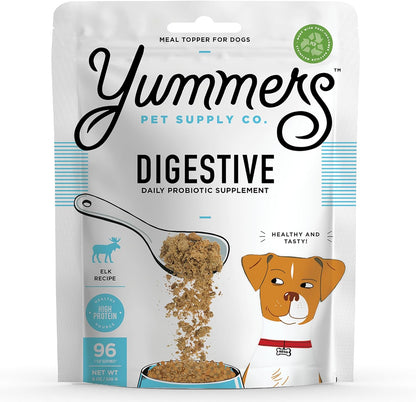 Yummers Premium Digestive Supplement for Dogs, Daily Probiotic Supplements, Elk Recipe, 8 oz. - All-Natural Freeze-Dried Dog Food Supplement Toppers - Flavor Dog Food Topper for Digestive Health
