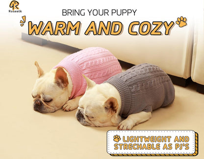 2 Pack Dog Sweaters for Small Dogs - Puppy Medium Warm Clothes in Winter, Turtleneck Pullover Design for Boy Girl Pet, Doggie, Cat, Kitten Chihuahua Bulldog Pug Beagles (S, Grey, Pink)