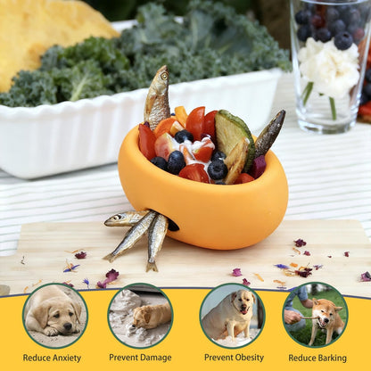 Dog Enrichment Treat Toy, Interactive Freeze Lick Puzzle Feeder, Wobbly Boredom Toy for Dogs, Silicone Treat Dispensing Chew Toy (Orange, M)