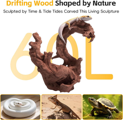 EFFIELER Natural Driftwood for Aquarium Decor – Real Wood Branches Fish Tank, Reptile Habitat, Terrarium, Hermit Crab,Aquatic Pets – Unique Size (14-17 Inch,1-Pack)