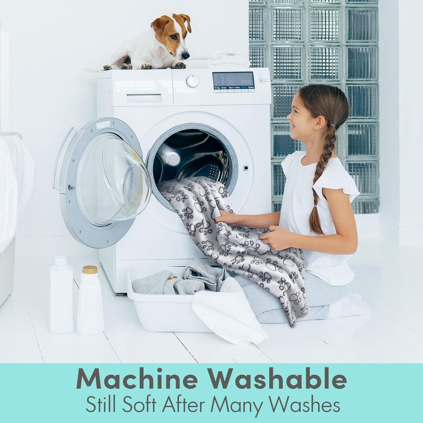 Stuffed® Premium Soft Dog Blanket Washable, 40"x32" Cat Blanket for Indoor Cats Large Medium Small Dog Puppy Essentials (Grey)