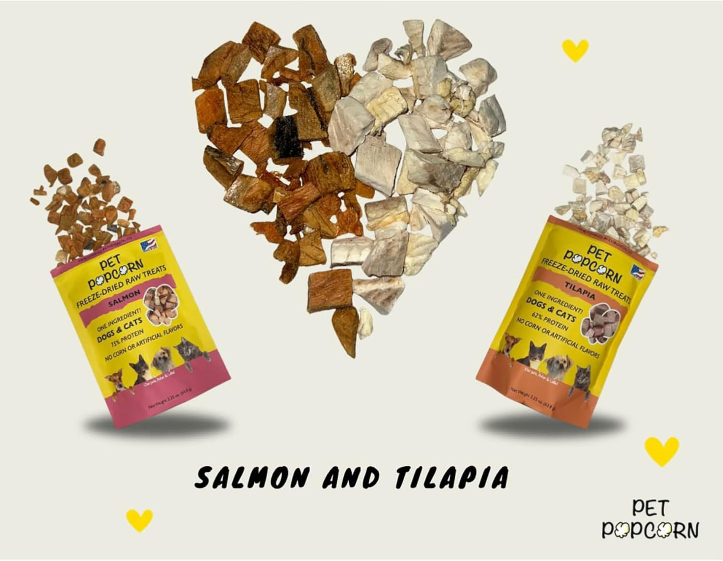 Freeze-Dried Raw Treats - Salmon - 2.5oz Bag, Dog & Cat Snacks, Single Ingredient, Natural, Pet Food Topper-Reward, Protein‑Packed Fish