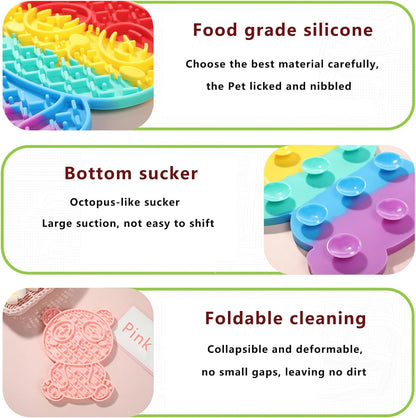 Panda-Shaped Cat & Dog Lick Mat, Non-Slip Suction Cups, Slow Feeders, Reduces Boredom, Promotes Dental Health, Easy to Clean
