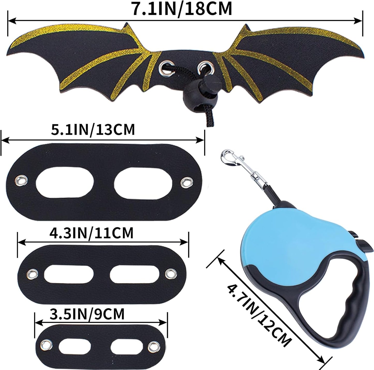 Retractable Bearded Dragon Leash with Dinosaur Wings, Comfortable Leather Harness, 3 Sizes Adjustable Escape-Proof Design