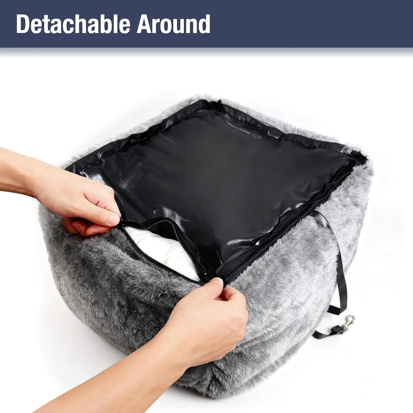 Dog Car Seat for Small Dogs,Double-Sided Washable Portable Travel Bed with Detachable Design, Black - Gray Handbag,Style Booster Seat(Under 25 Lbs)