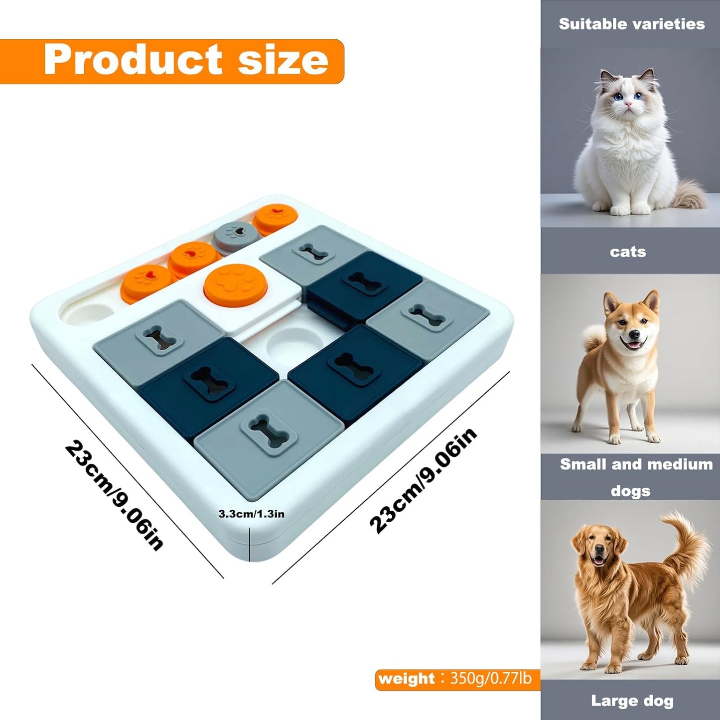 Durable Dog Puzzle Toy and Slow Feeder - Tough Dog Toys with Squeaky Sounds, Interactive Pet Toys for Small and Large Dogs to Keep Them Busy, Includes Food Dispensing Feature