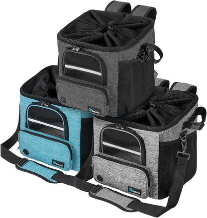 PetAmi Dog Bike Basket, Soft-Sided Ventilated Dog Bike Carrier Backpack, Pet Bicycle Basket for Bike Handlebar, Small Medium Puppy Cat Kitten Car Booster Seat with Safety Strap, Max 18 lbs, Dark Gray