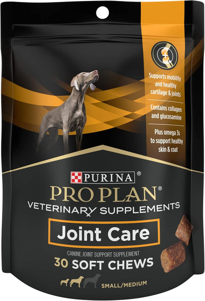 Purina Pro Plan Veterinary Small Breed Dog Joint Care Supplement with Glucosamine, Chondroitin, and Collagen to support Hip and Joint Health – 30ct Pouch