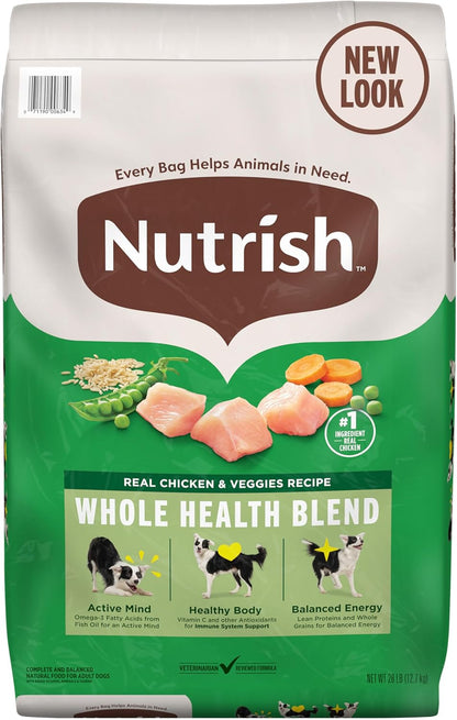 Nutrish Real Chicken & Veggies Recipe Whole Health Blend Dry Dog Food, 28 lb. Bag, Packaging May Vary (Rachael Ray)