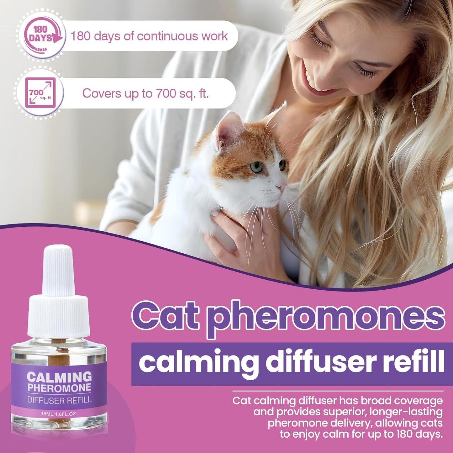 Cat Pheromones Calming Diffuser Refills 6 Pack Pheromone Diffusers for Cats Stress and Anxiety Relief Cat Relaxants Stop Male Cats from Spraying, Fit Common Diffusers