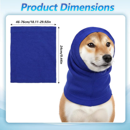 Dog Ear Muffs, Stretchy Hoodie for Dog, Non-Noise Blue Dogs Ear Muffs for Neck Warmer Bath Drying Noise Protection