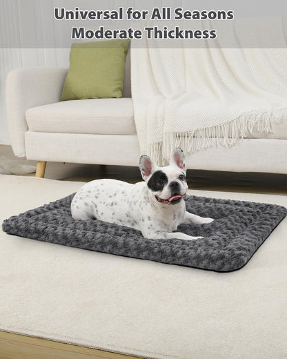 Washable Dog Bed Mat Ultra Soft Dog Crate Pad Comfy Fluffy Pet Kennel Beds Dog Sleeping Mattress for Large Jumbo Medium Small Dogs, 41 x 27 Inch, Gray