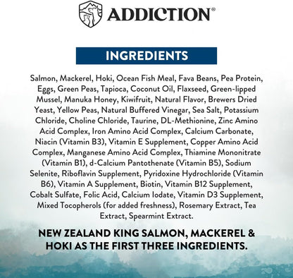 Addiction Wild Islands Pacific Catch - NZ King Salmon, Mackerel & Hoki - Whole Prey Diet with Omega-3 Rich Fish - High-Protein Grain-Free Dry Dog Food for All Life Stages - 20lbs