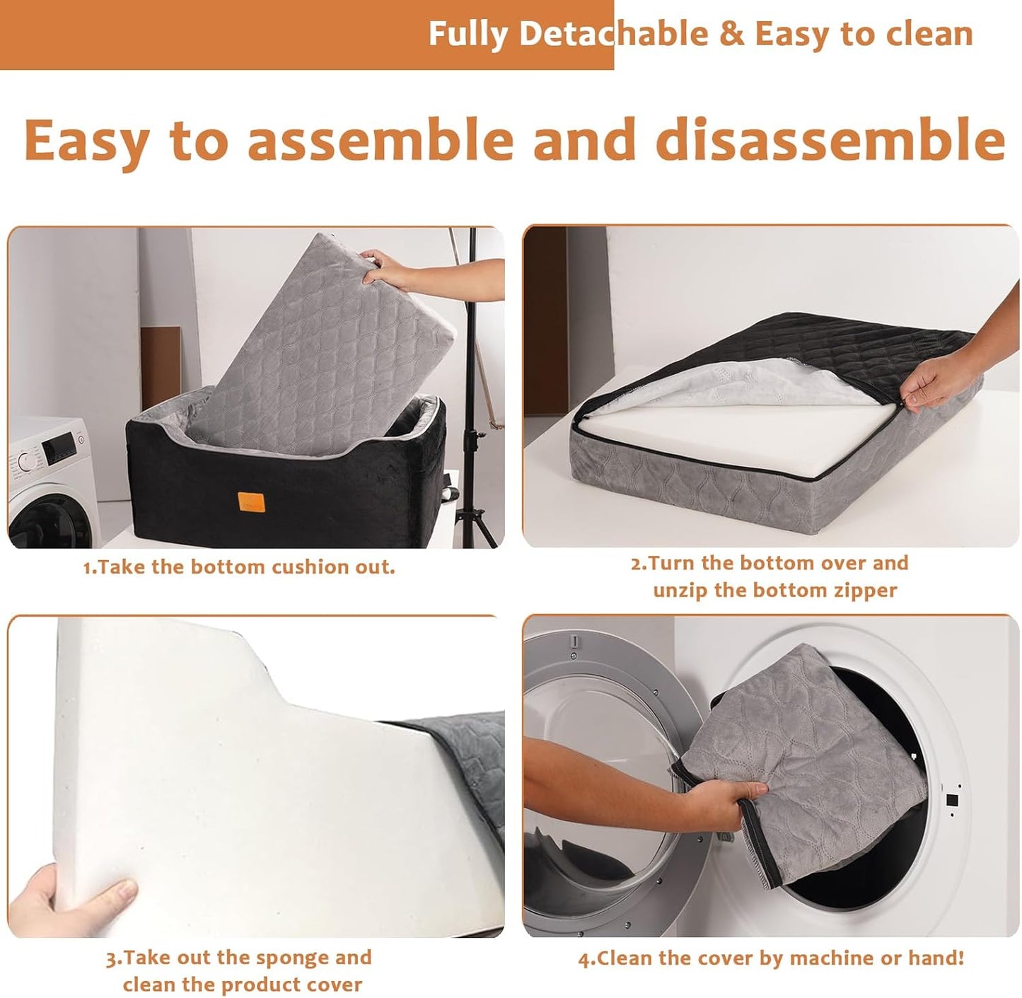 Elevated Dog Car Seat for Small/Medium Dog Booster Seat Up to 60Lbs or 2 Small Dogs Detachable & Washable with Safety Leashe Pet Sofa Bed with Thick Cushion for Travel with Storage Pocket