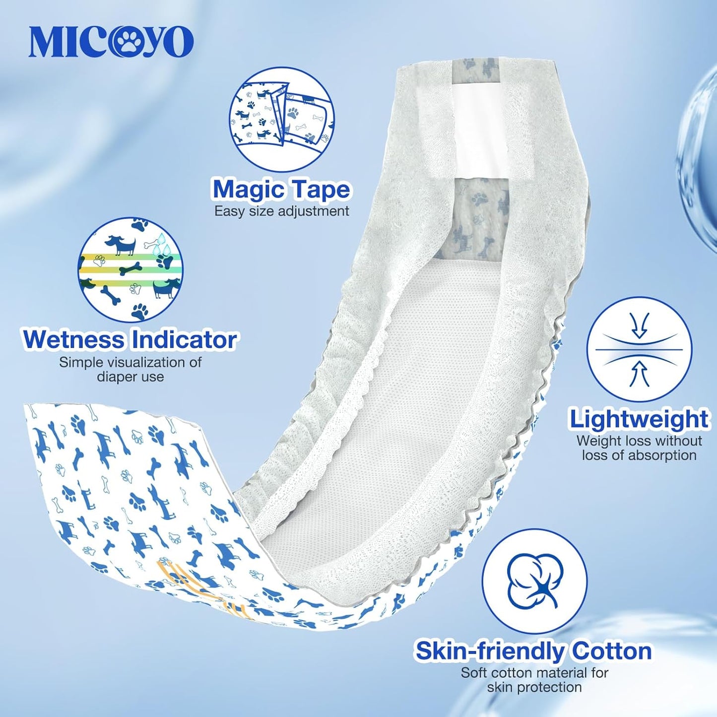 Male Dog Diapers Bundle with Male Dog Wraps, XS, 40 Counts