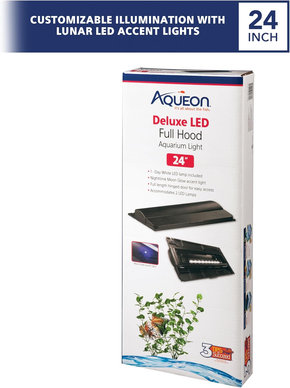 Aqueon LED Deluxe Fish Tank Aquarium Full Hood, Black, 24 Inch