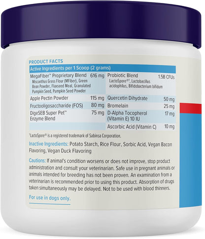 Vetnique Glandex Dog Fiber Supplement Powder for Anal Glands with Pumpkin, Digestive Enzymes & Probiotics - (Regular or Advanced Strength) - Boot The Scoot (4.25 oz, Advanced Strength Duck & Bacon)