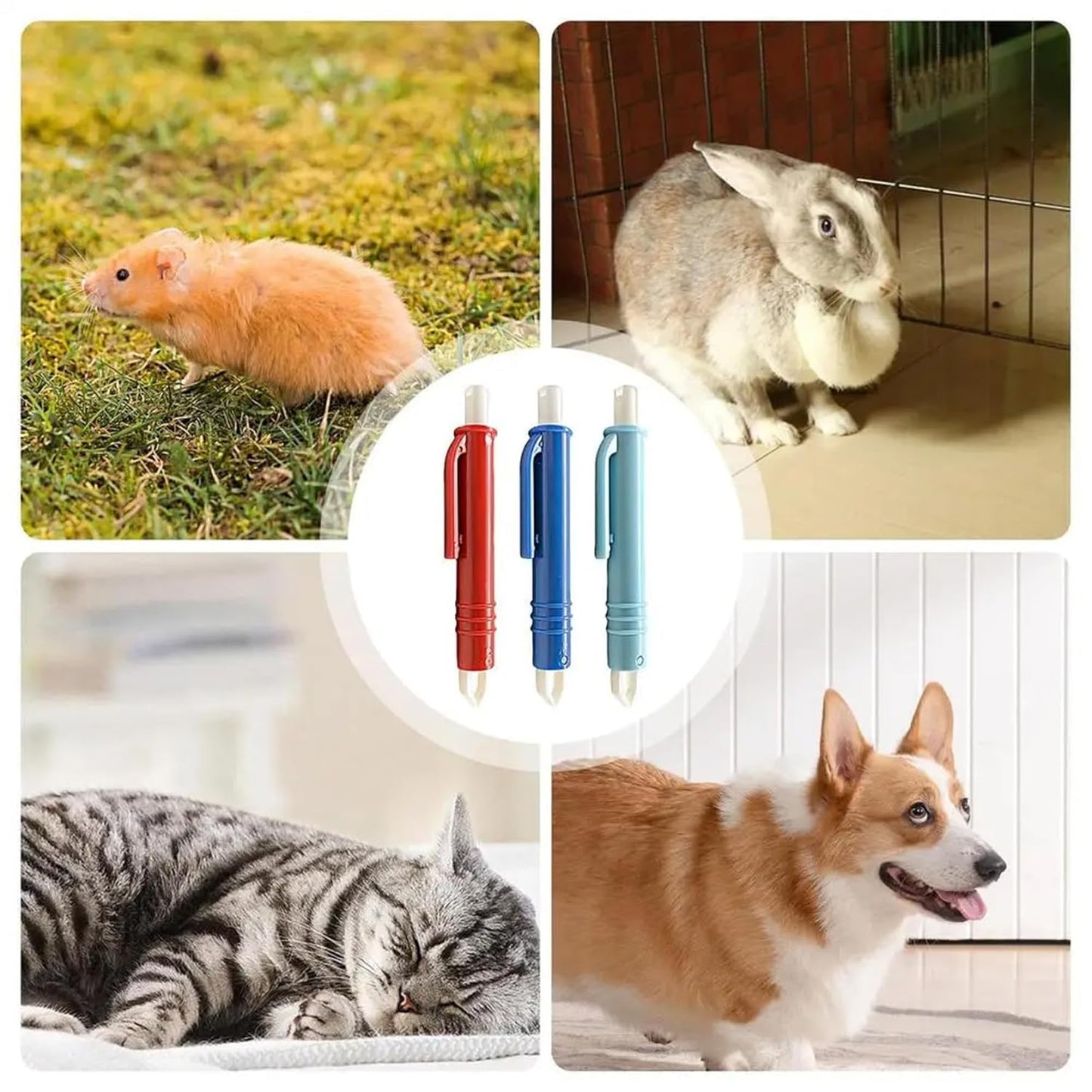 Tick Remover Tool Pen 3Pcs/Set Portable Lightweight PP Handheld Tick Tweezers Catching Pen for Dogs and Cats Remover Tool