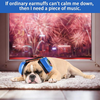 Dog Music Headphones for Anxiety Relief Fireworks Thunder Noise Blocking Earmuffs with Sound Isolation Calming Classical ASMR Music for Dogs – Pet Ear Muffs (Blue, Small)
