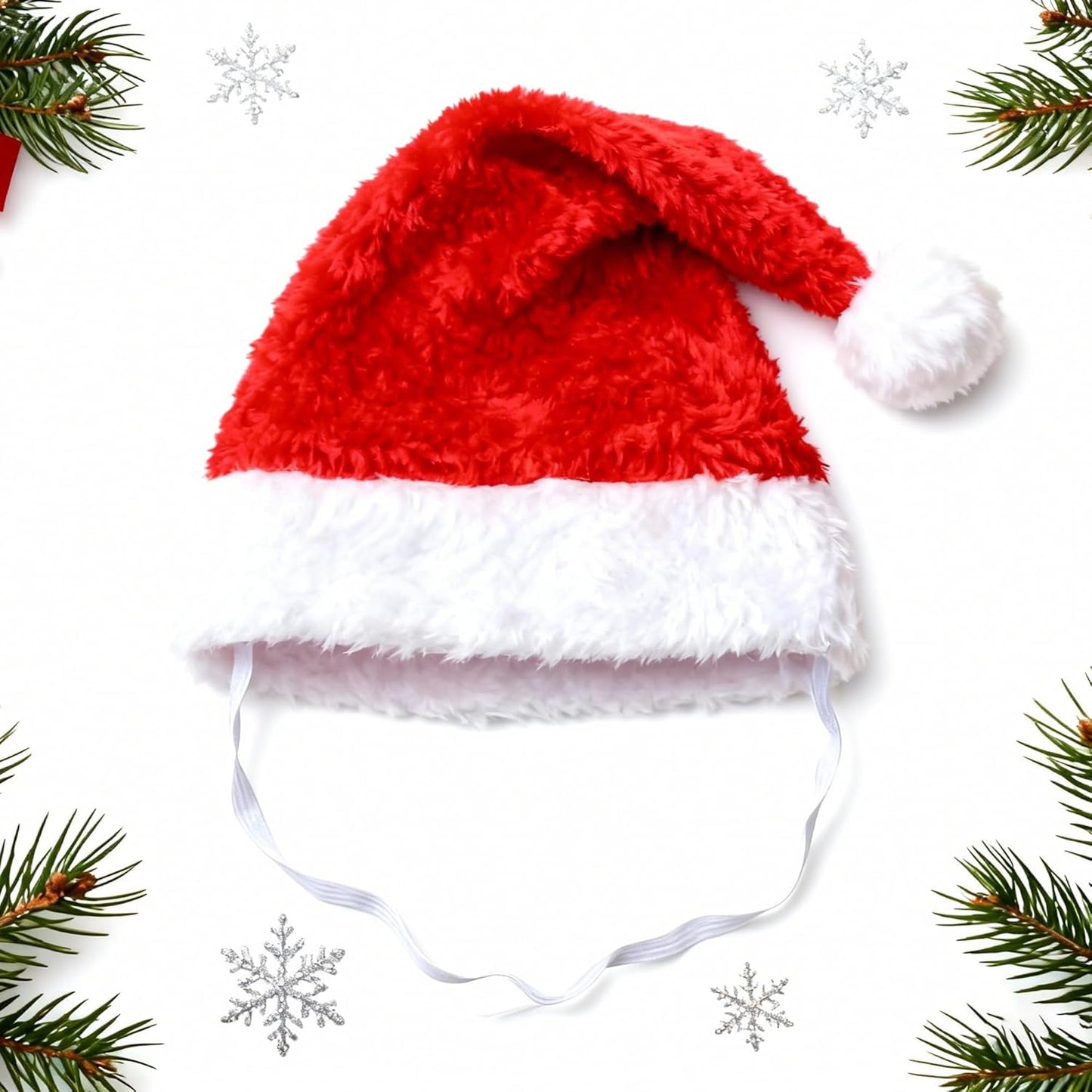 Wildarms Pet Adjustable Santa Hat Small Dog Cats Christmas Costume Accessories Puppy Kitten Christmas Outfit (Red)