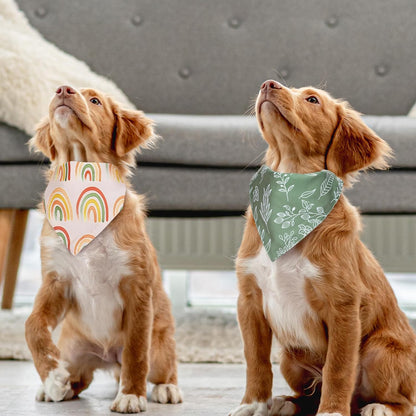 Whaline 4Pcs Boho Pet Bandanas Spring Daisy Dog Scarf Washable Adjustable Triangle Dog Bibs Puppy Neckerchief for Cat Pet Birthday Costume Accessories