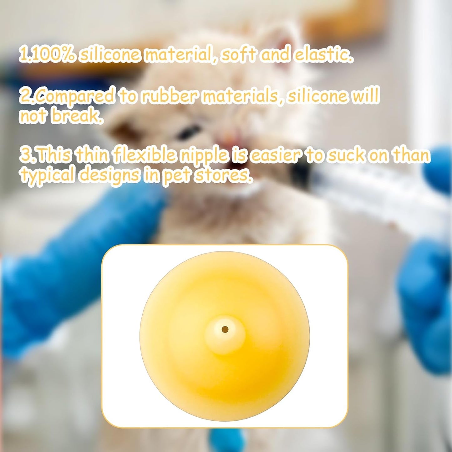 10 Packs Pet Silicone Nursing Nipple for Replaceable teats Mini and Syringes, Puppies,Silicone Kitten Pacifier,Kitten Feeding Syringe,Kitten Supplies,(Mini+Original)