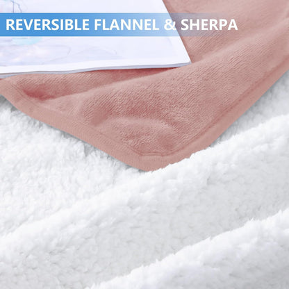 Smiry Waterproof Dog Bed Blanket, Leakproof Pet Throw Blanket for Bed Couch Sofa, Reversible Sherpa Fleece Furniture Protector Cover for Small Medium Large Dogs Cats (Dusty Pink, 50x60 inches)