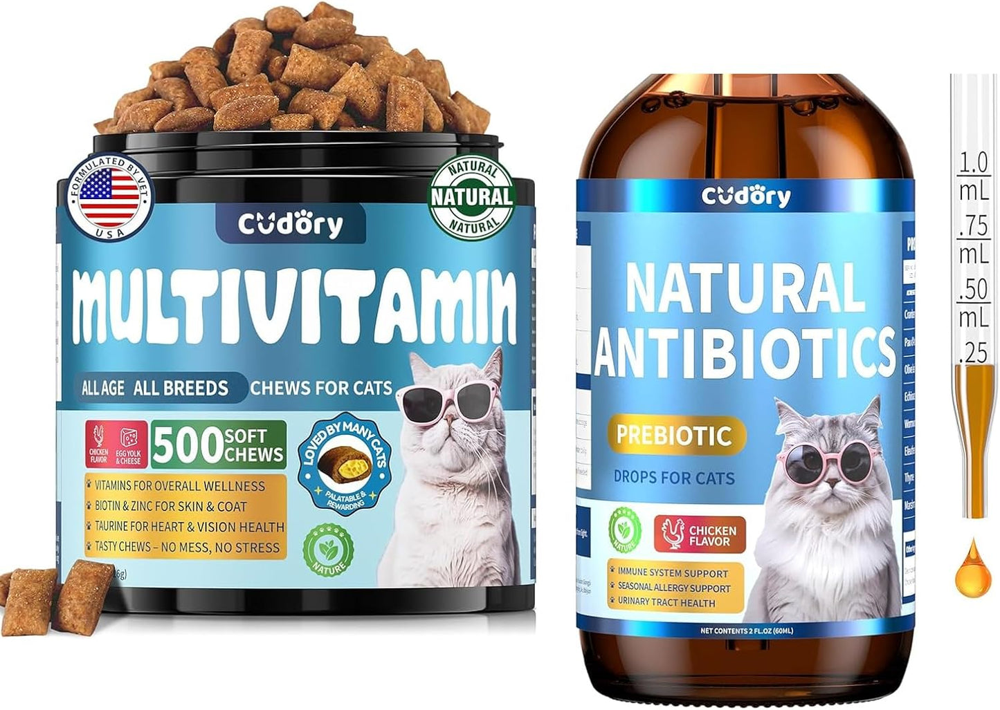 Cat Multivitamin, Crunchy & Creamy Cheese Chew Natural Antibiotics for Cats, Cat Antibiotics Nutritional