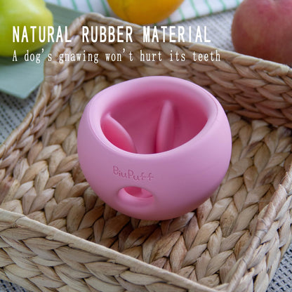 Treat Dispensing Dog Toy & Slow Feed Bowl, Interactive Puzzle Chew Toy for Anxiety Relief - Fillable for Fetch, Catch, Hold and as Frozen Lick Bowl (Peach Pink, Medium 498g)