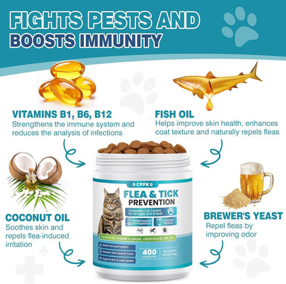 Chewable Flea Treatment for Cats Flea and Tick Prevention for Cats Chewables Fleas Chewables for Cat of All Breeds and Ages 400