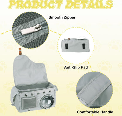 Bubble Cat Carrier, Travel Pet Carrier Soft Sided Breathable Cat Carrying Case for Kitten Small Dogs Up to 14.3 lbs (White), Intended for Hiking/Camping/Traveling