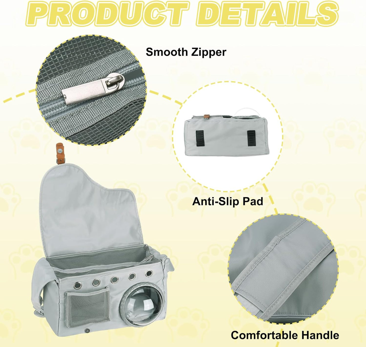 Bubble Cat Carrier, Travel Pet Carrier Soft Sided Breathable Cat Carrying Case for Kitten Small Dogs Up to 14.3 lbs (White), Intended for Hiking/Camping/Traveling