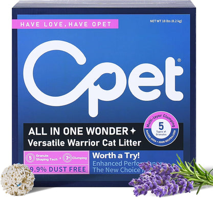 OPET Mixed Tofu Cat Litter -Strong Clumping Litter, Mixed Tofu and Bentonite, 99.9% Dust Free and Flushable Cat Litter, Natural Sustainable Ingredients Odor Control, Low Tracking