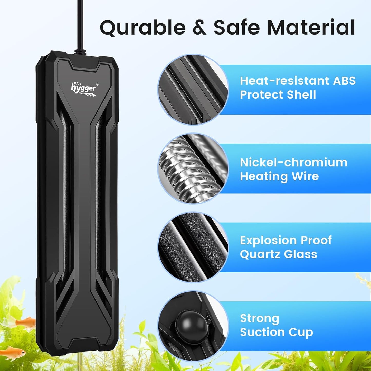 hygger 800W Aquarium Heater, Upgraded Submersible Fish Tank Heater with Dual Protection System & LED Digital Display, with Automatic Power-Off Function, for 80-220 Gal Freshwater and Saltwater Tank