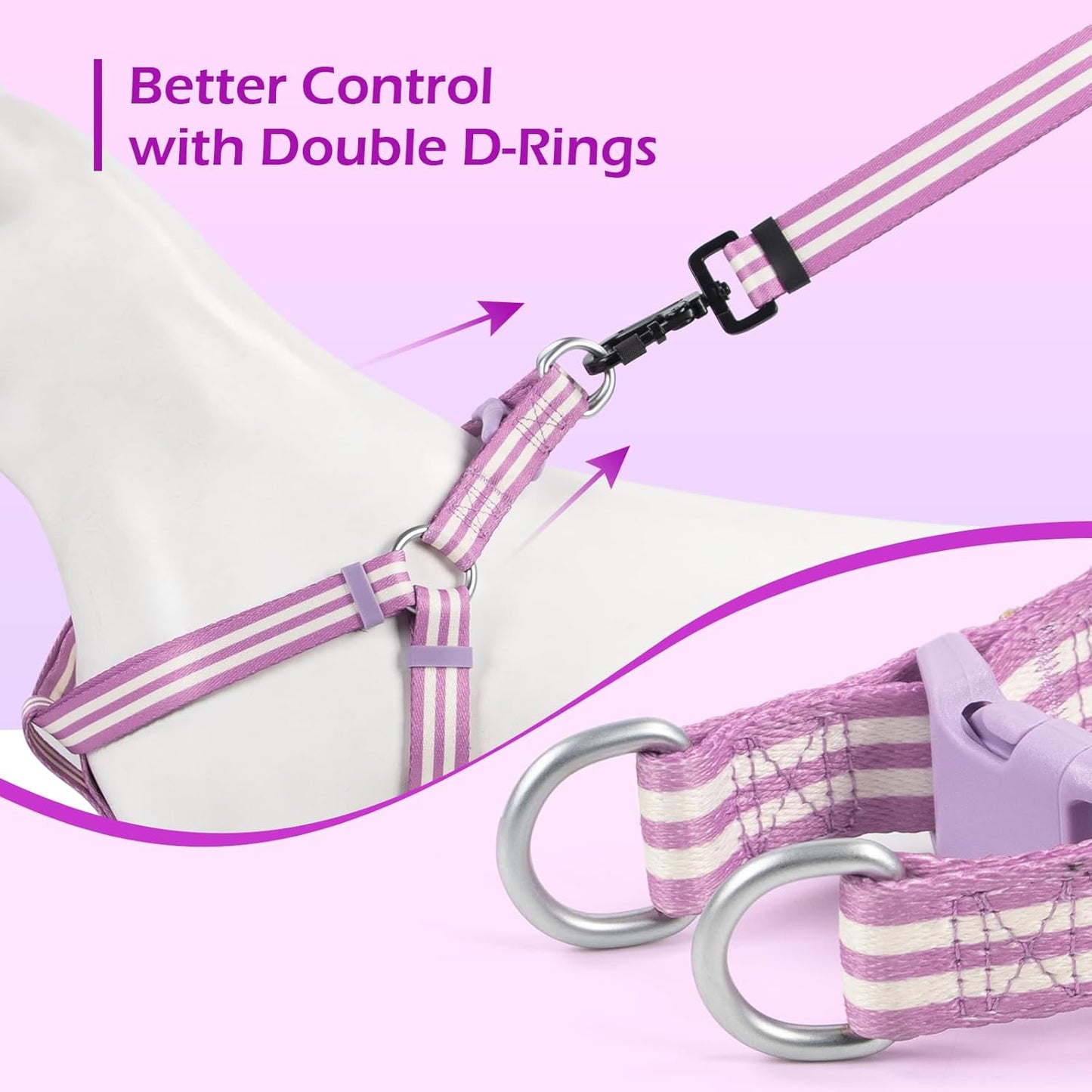 Harness Medium Size Dog, Freedom Nylon Dog Halter Vests, Lightweight and Escape Proof Puppy Harness, Quick Fits for Small Medium and Large Dogs, Purple M