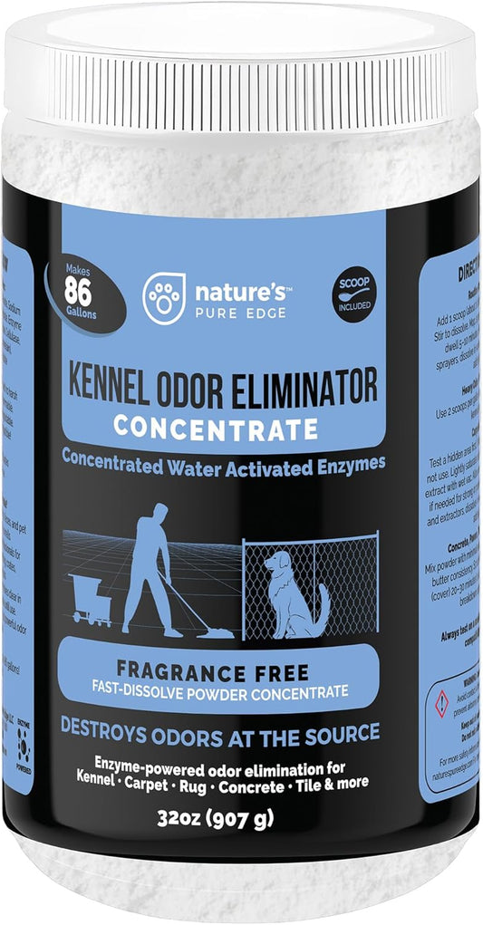 Kennel Odor Eliminator Concentrate – Enzyme Powder for Strong Pet Odor, Urine & Poop – Safe for Kennels, Crates, and Carpets – Makes 86 Gallons – Fragrance Free - Industrial Pet Urine Odor Eliminator.